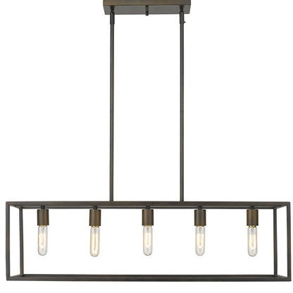 Black Metal Five Light Dimmable Ceiling Light