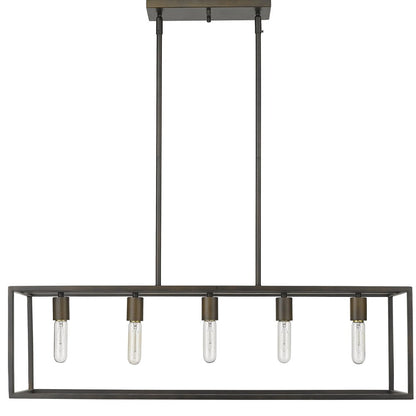 Black Metal Five Light Dimmable Ceiling Light