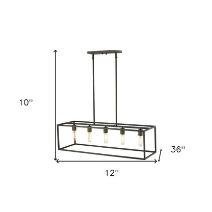 Black Metal Five Light Dimmable Ceiling Light
