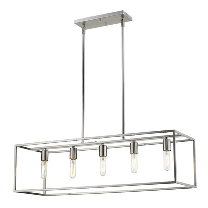 Silver Metal Five Light Dimmable Ceiling Light