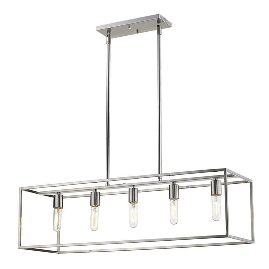 Silver Metal Five Light Dimmable Ceiling Light