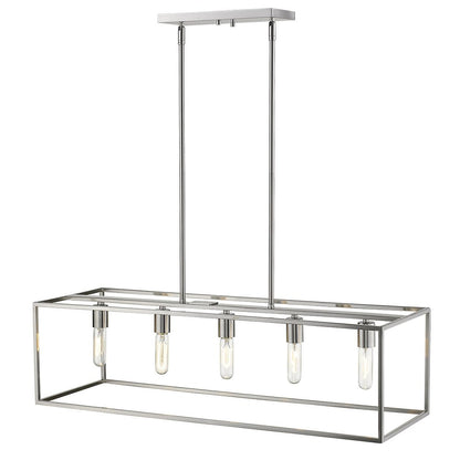 Silver Metal Five Light Dimmable Ceiling Light