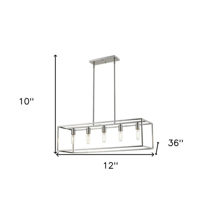 Silver Metal Five Light Dimmable Ceiling Light