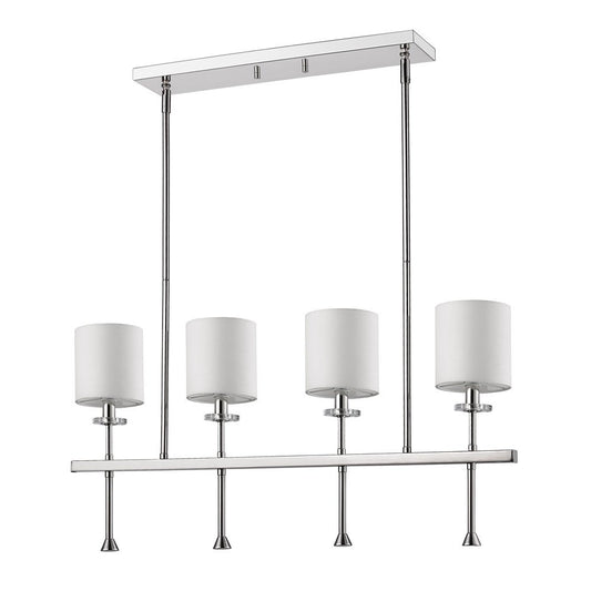 White Metal Four Light Dimmable Ceiling Light With White Shades