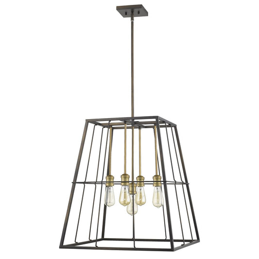 Bronze Metal Five Light Dimmable Ceiling Light