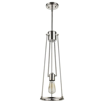 Jade 1-Light Polished Nickel Pendant With Vertical Structural Frames