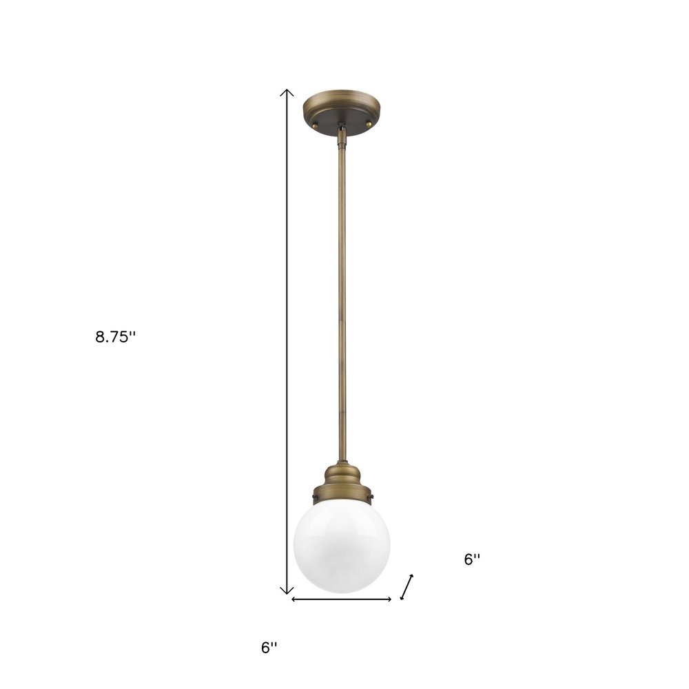 Brushed Gold Metal Hanging with Round Glass Shade