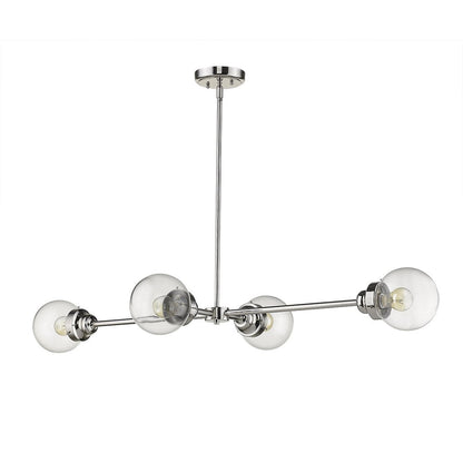 Silver Metal Four Light Dimmable Ceiling Light With Clear Shades