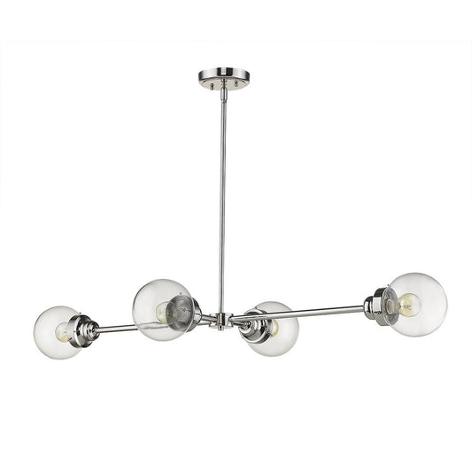 Silver Metal Four Light Dimmable Ceiling Light With Clear Shades