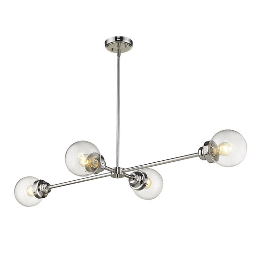 Silver Metal Four Light Dimmable Ceiling Light With Clear Shades