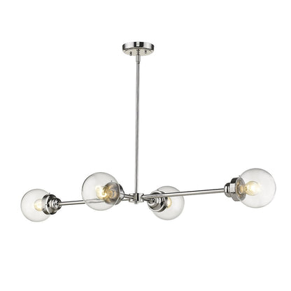 Silver Metal Four Light Dimmable Ceiling Light With Clear Shades