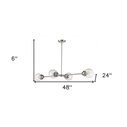 Silver Metal Four Light Dimmable Ceiling Light With Clear Shades