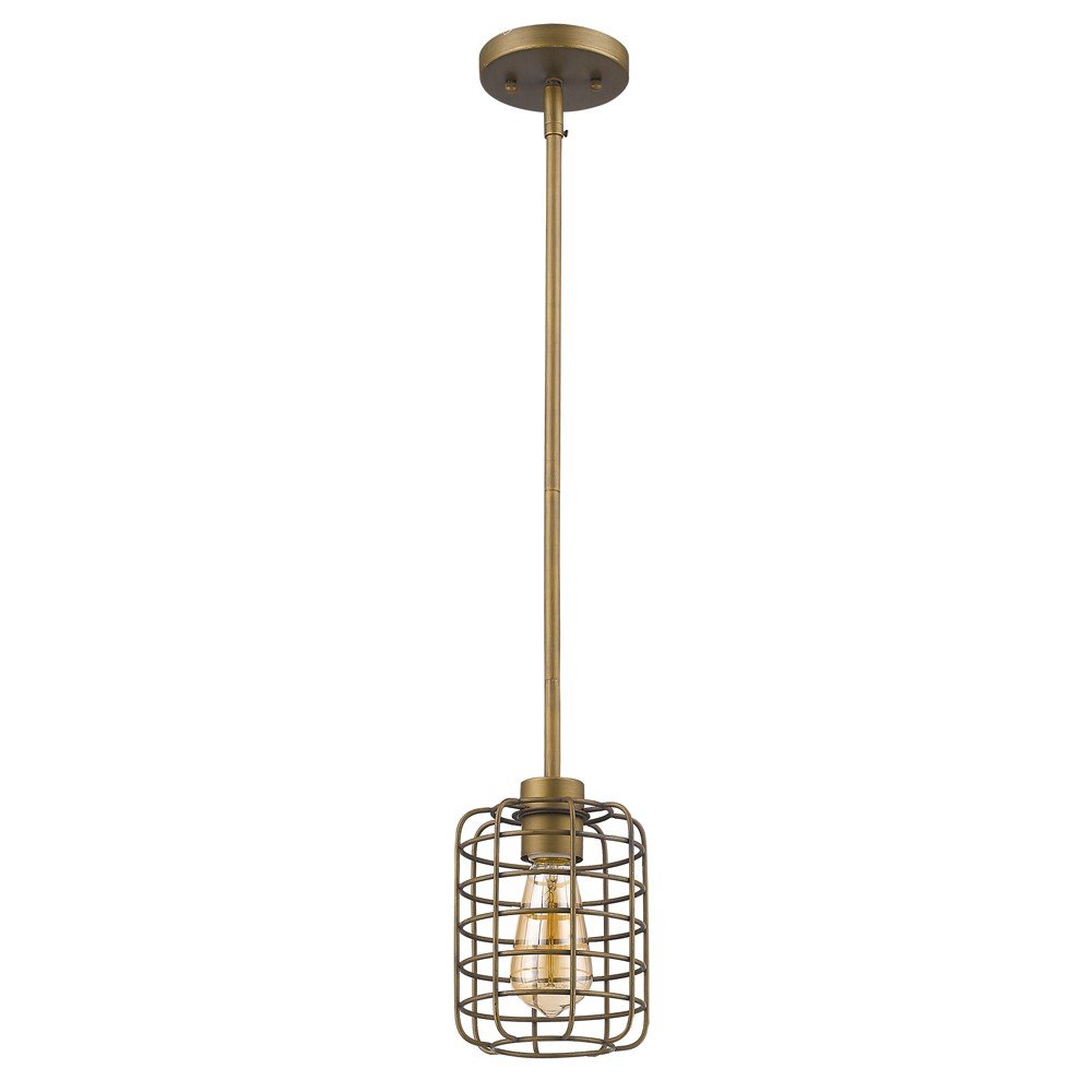 Brushed Gold Metal Cage Hanging Light