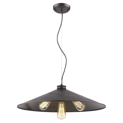 Alcove 4-Light Oil-Rubbed Bronze Pendant With Raw Brass Interior Shade