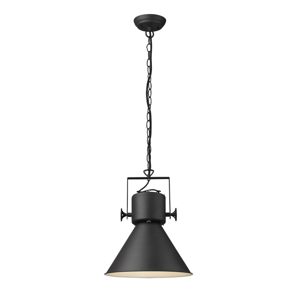 Black Metal One Light Cone Hanging Pendant Light