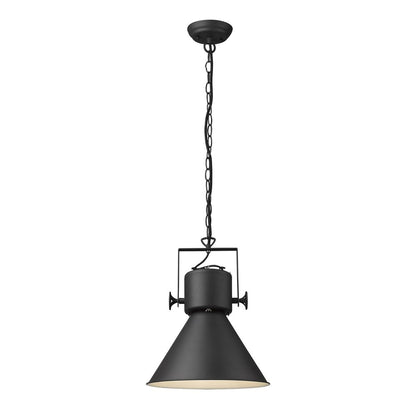 Black Metal One Light Cone Hanging Pendant Light