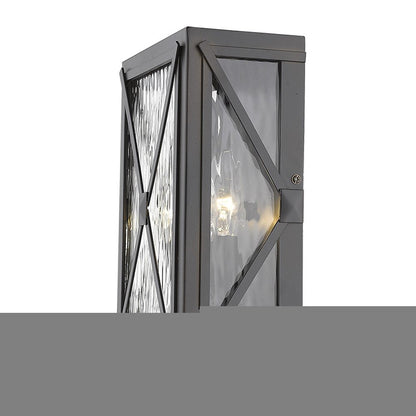 Burnished Bronze Criss Cross Water Glass Outdoor Light