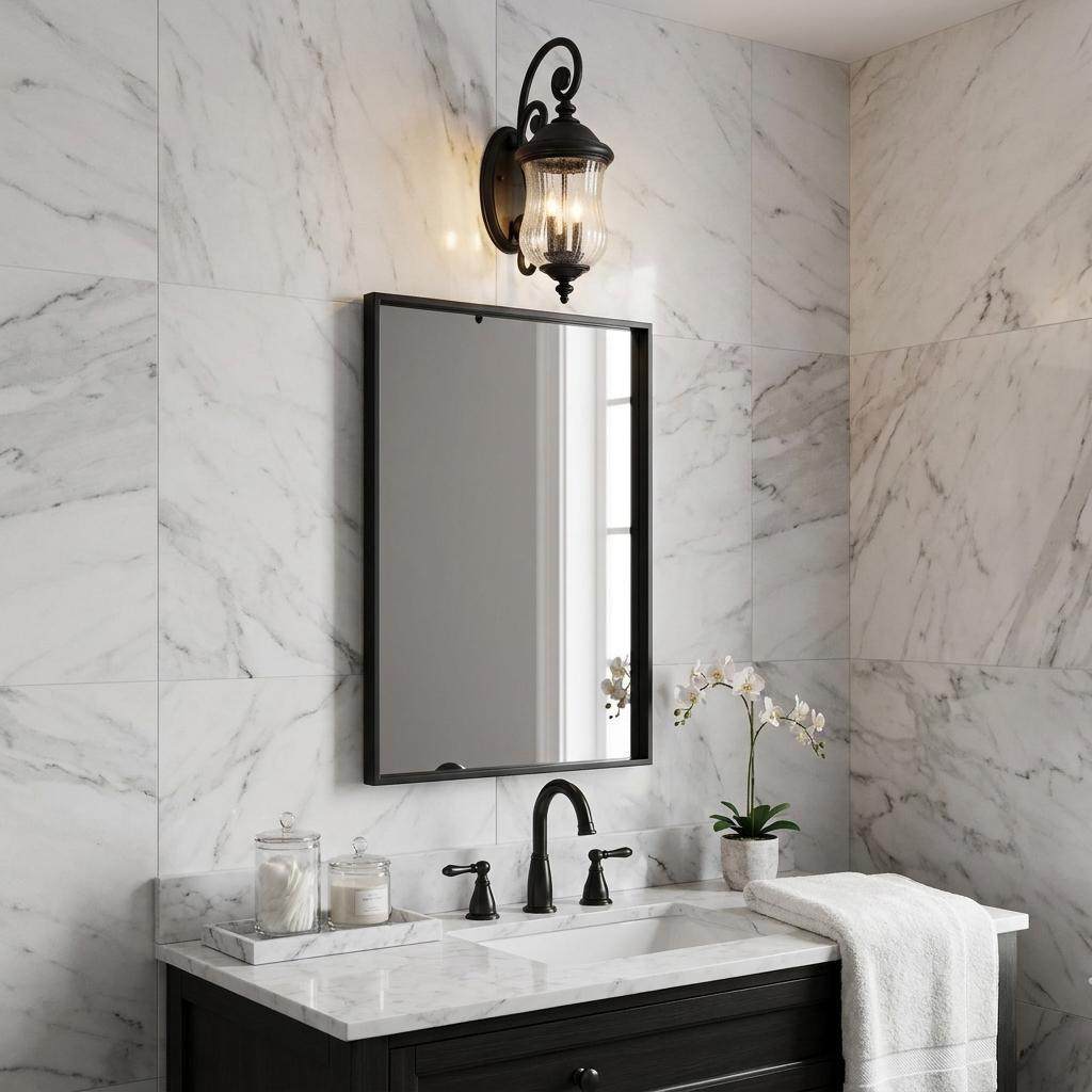 Three Light Matte Black Urn Shaped Wall Light
