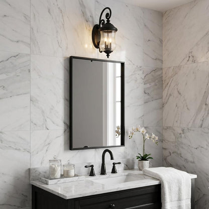 Three Light Matte Black Urn Shaped Wall Light