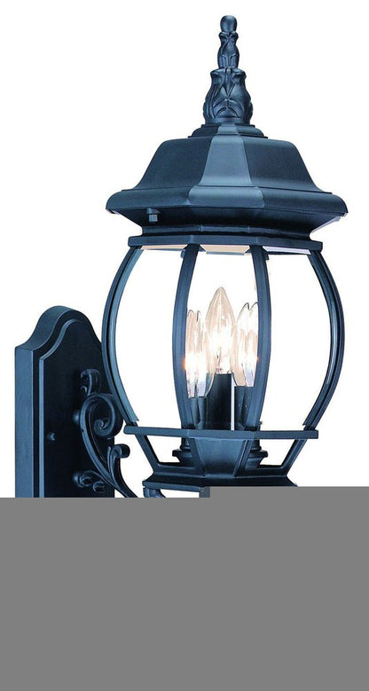 Three Light Matte Black Glass Globe Wall Light