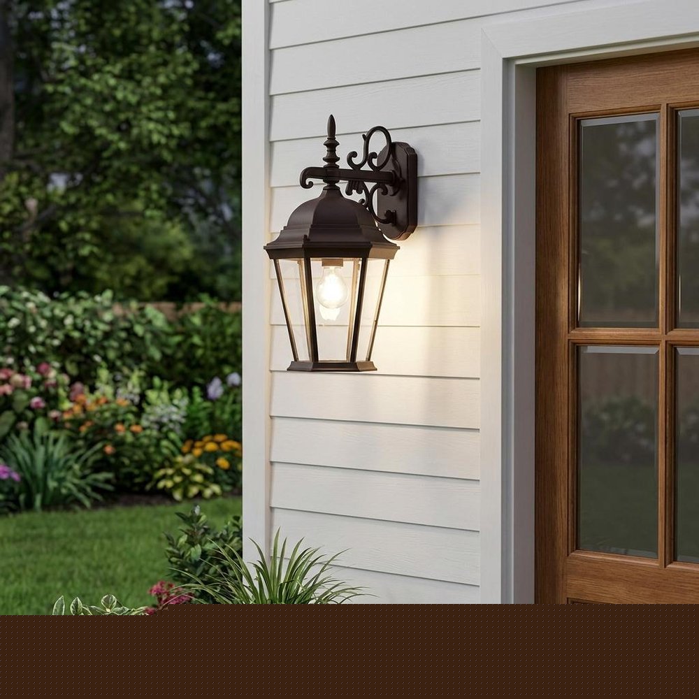 Matte Black Domed Glass Hanging Lantern Wall Light