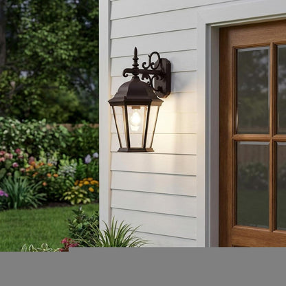Matte Black Domed Glass Hanging Lantern Wall Light