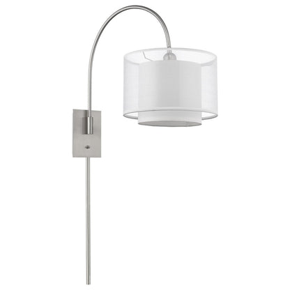 44" Clear Silver And White Metal And Sheer Fabric Flush Mount Wall Sconce