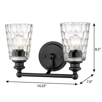 9" Black And Clear Metal and Glass Vanity Flush Mounted Sconce