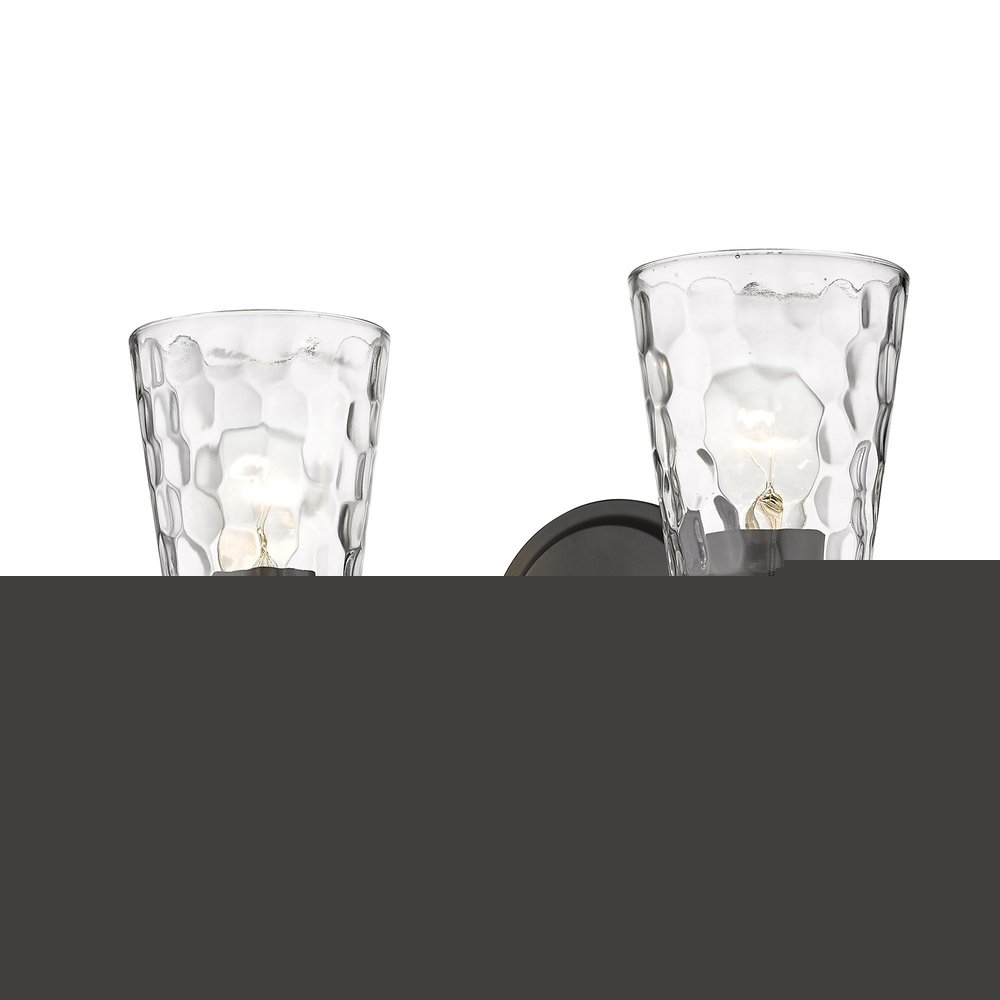 Bronze Metal and Pebbled Glass Two Light Wall Light