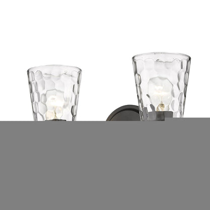 Bronze Metal and Pebbled Glass Two Light Wall Light