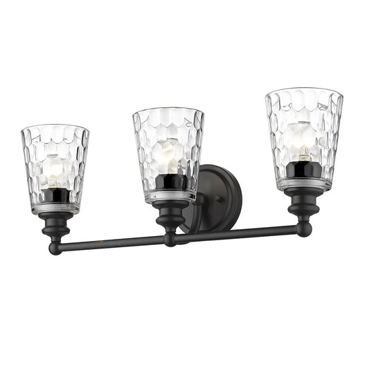 9" Black And Clear Metal and Glass Vanity Flush Mounted Sconce