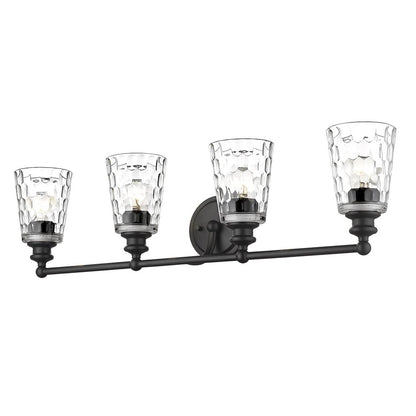 9" Black And Clear Metal and Glass Vanity Flush Mounted Sconce