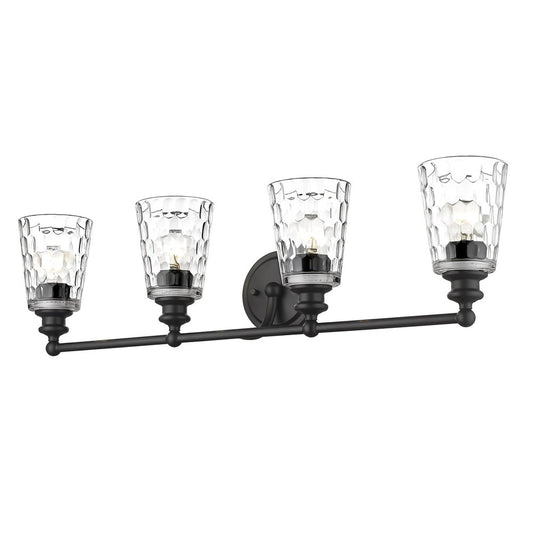 9" Black And Clear Metal and Glass Vanity Flush Mounted Sconce