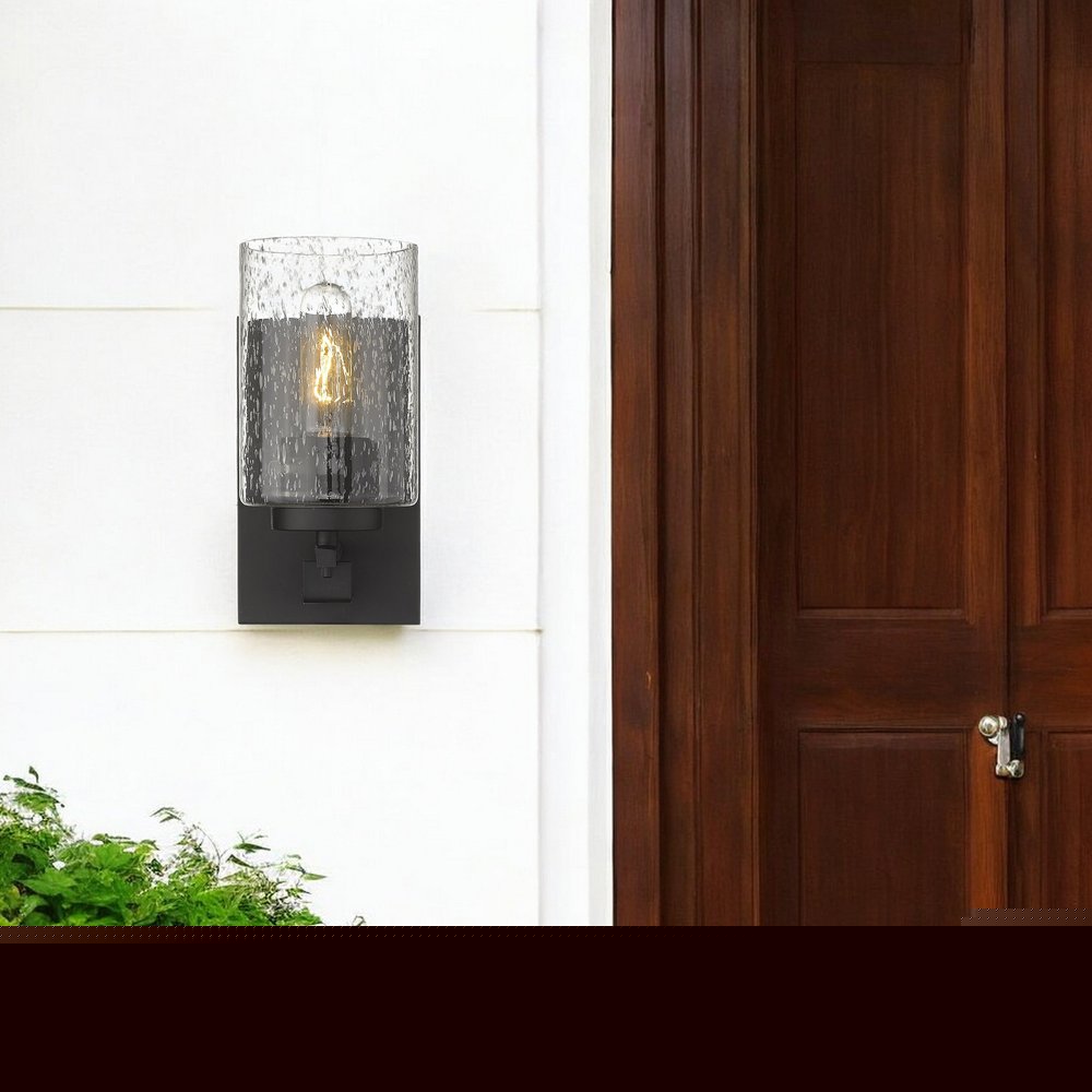 Bronze Metal and Textured Glass Wall Sconce