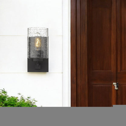 Bronze Metal and Textured Glass Wall Sconce