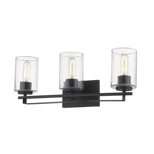 10" Black And Clear Metal Vanity Flush Mounted Sconce