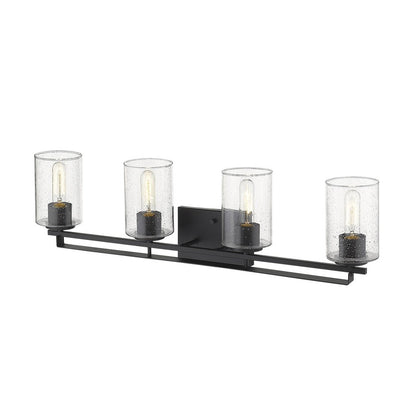 10" Black And Clear Metal Vanity Flush Mounted Sconce