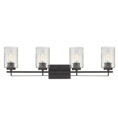 10" Black And Clear Metal and Glass Vanity Flush Mounted Sconce