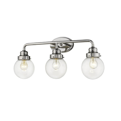 12" Silver And Clear Metal and Glass Vanity Flush Mounted Sconce