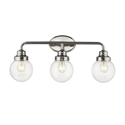 12" Silver And Clear Metal and Glass Vanity Flush Mounted Sconce