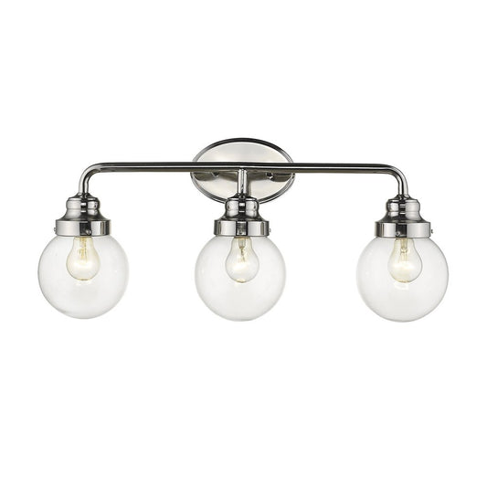 12" Silver And Clear Metal and Glass Vanity Flush Mounted Sconce