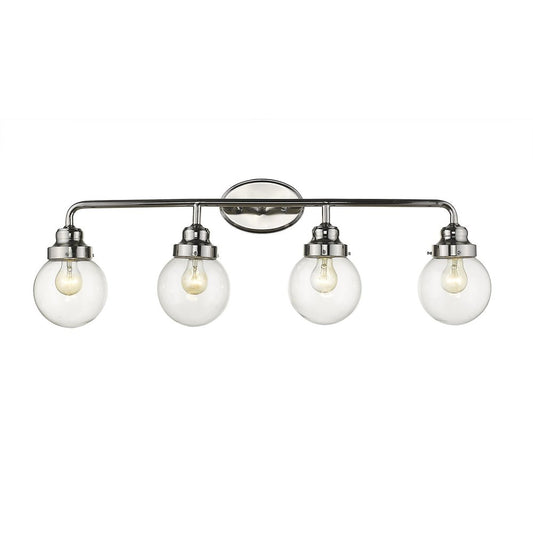 12" Silver And Clear Metal and Glass Vanity Flush Mounted Sconce