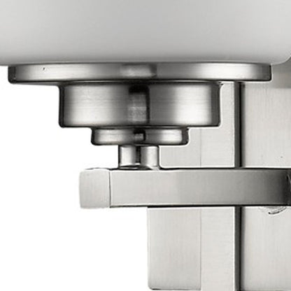 Geometric Silver Wall Sconce with Frosted Glass Shade