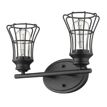 9" Black Metal Vanity Flush Mounted Sconce