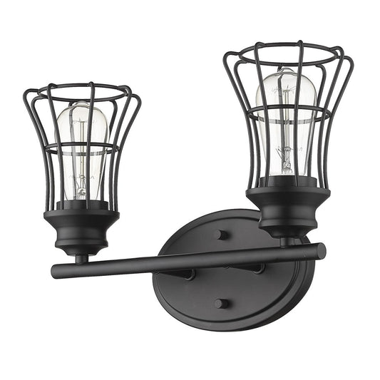 9" Black Metal Vanity Flush Mounted Sconce