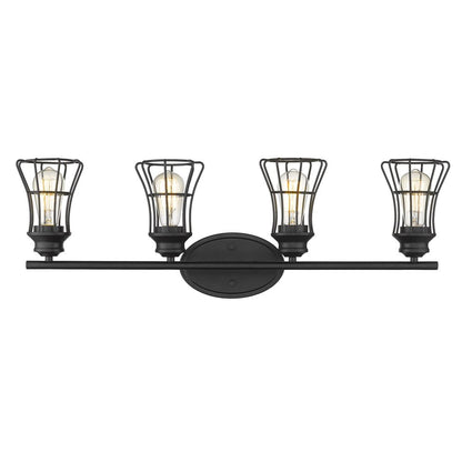 9" Black Metal Vanity Flush Mounted Sconce