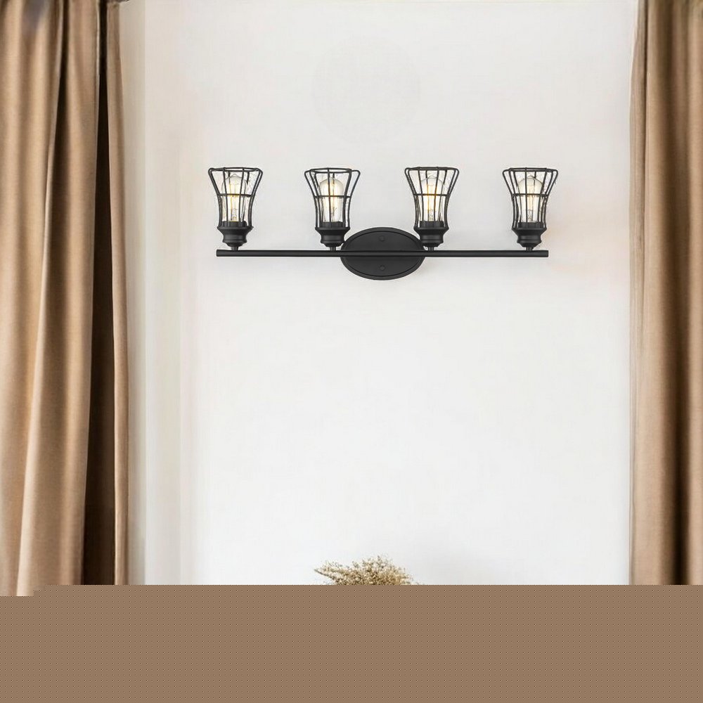 Piers 4-Light Matte Black Vanity