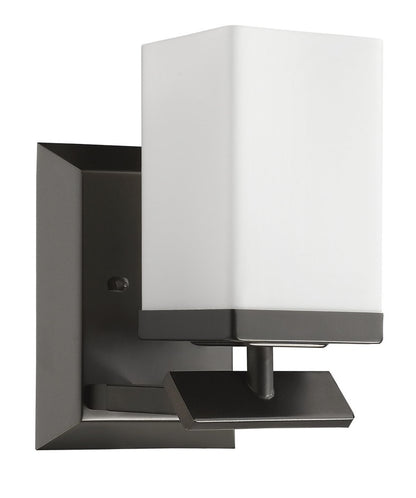One Light Bronze Frosted Glass Wall Sconce