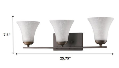 Three Light Bronze Wall Light with Tapered Glass Shade