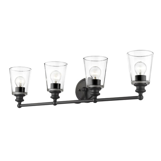 8" Black And Clear Metal and Glass Vanity Flush Mounted Sconce